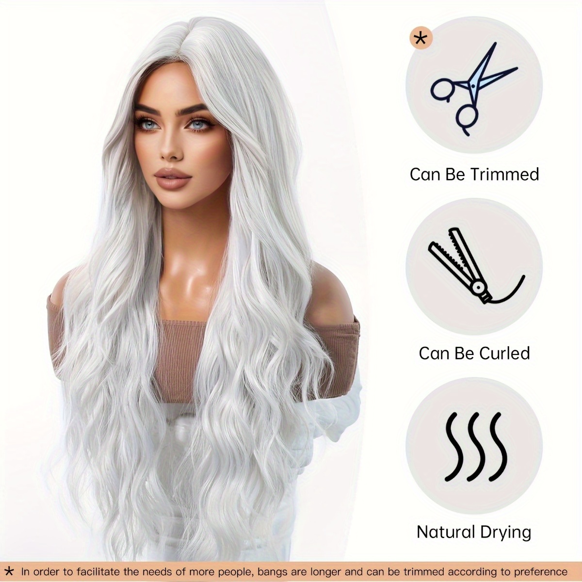 Hair Care For Wavy Hair - Anxin Brand Synthetic Fiber Wig: Silver-White
