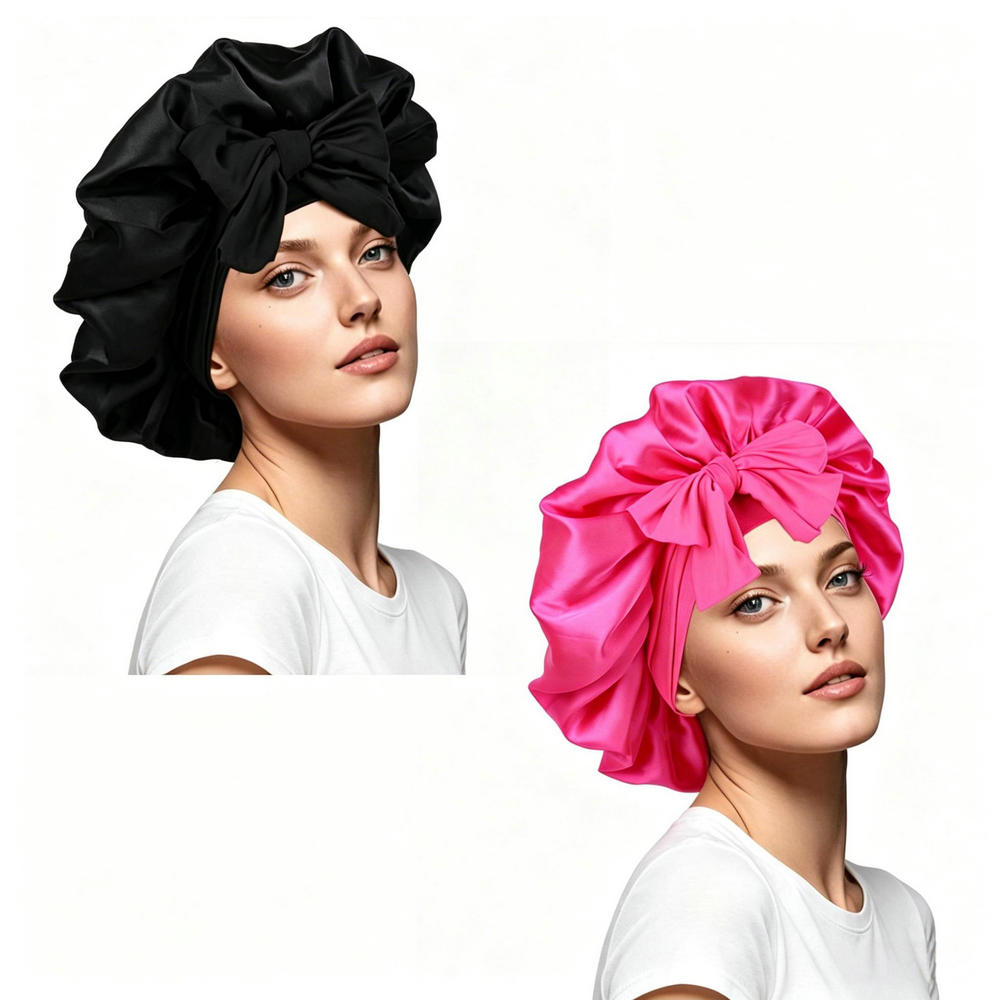 Satin Hair Bonnet - 2 PCS Satin Bonnets for Women