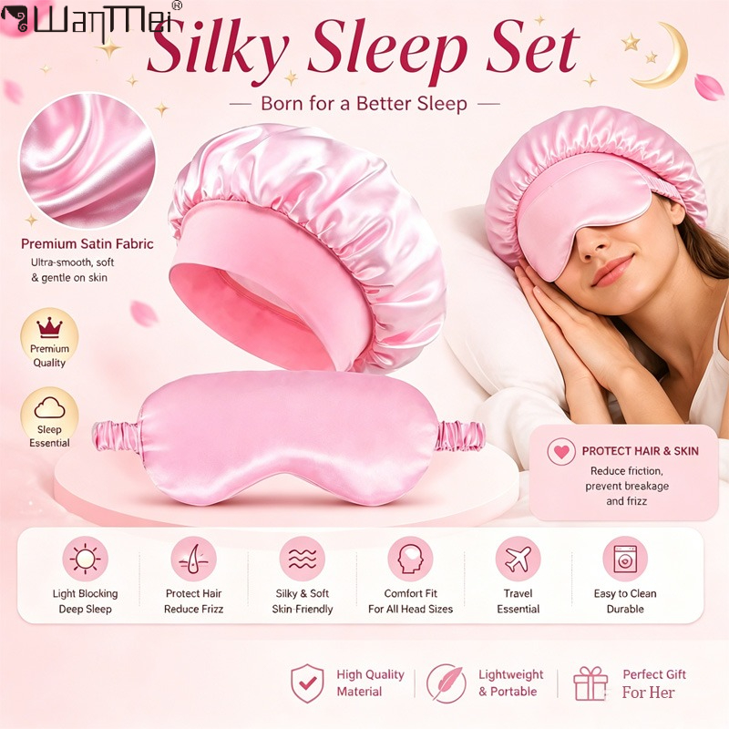 Satin Hair Bonnet - ﻿ Satin Bonnet Sleep Eye Mask