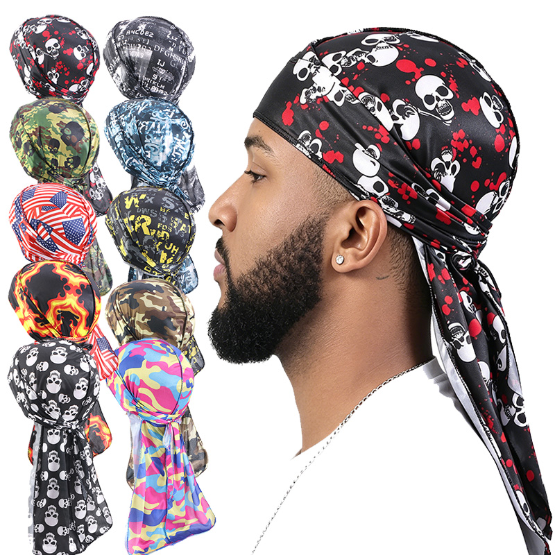 Satin Hair Bonnet - 3PCS Fashion Long Tail Durag Cap