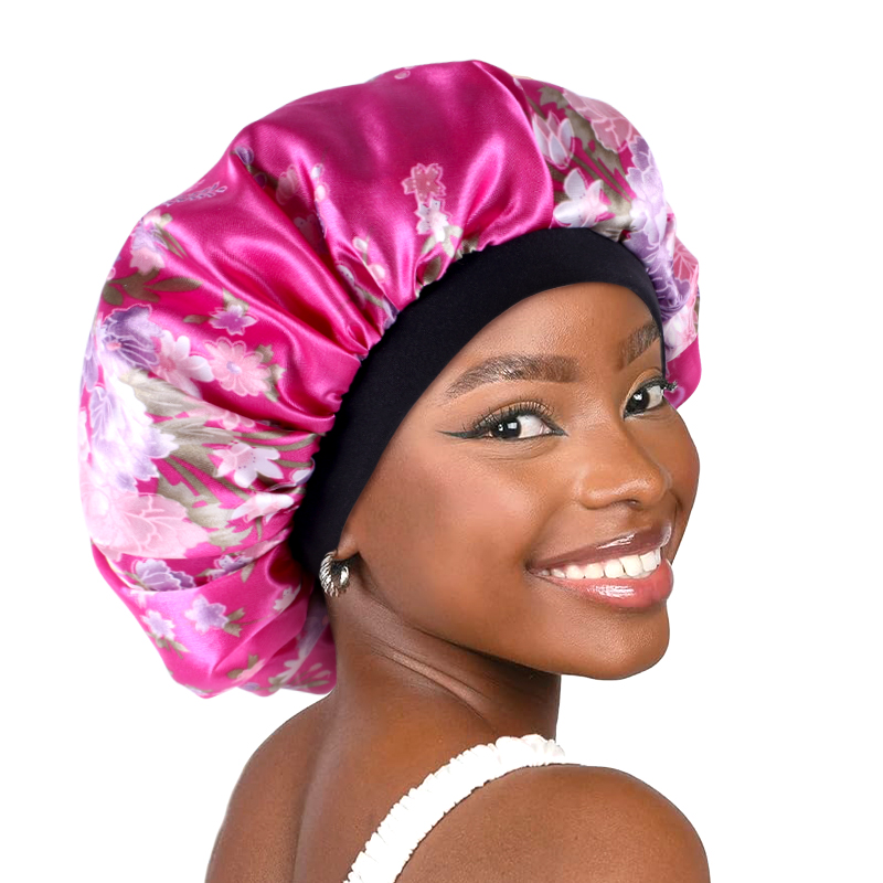 Satin Hair Bonnet - Women Satin Bonnet Elastic Wide Band