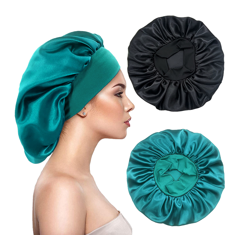 Satin Hair Bonnet - 2PCS/LOT Women's Satin Solid Bonnets Head