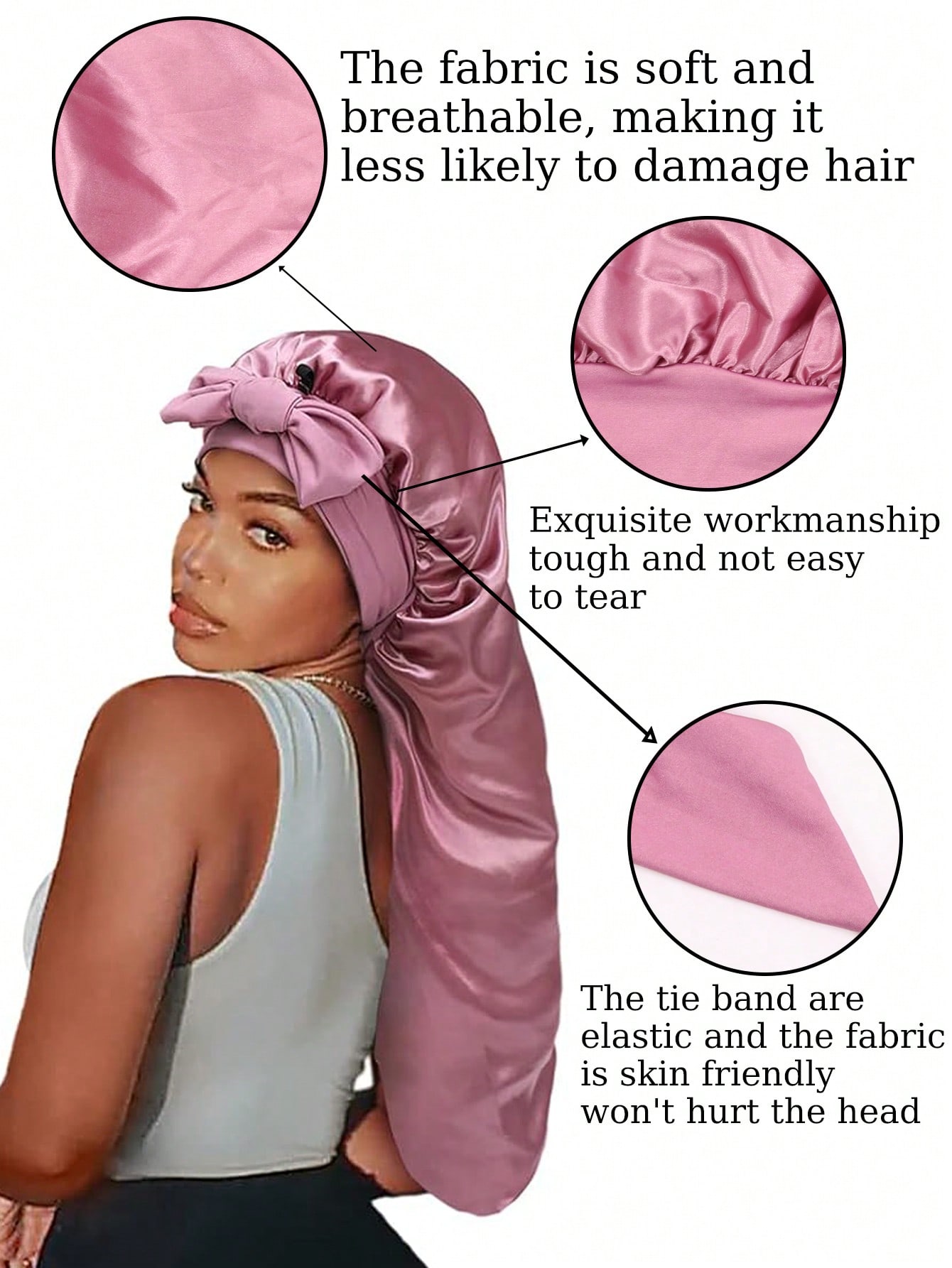 Large Satin Hair Bonnet for Sl - огляд і ціна Satin Hair Bonnet