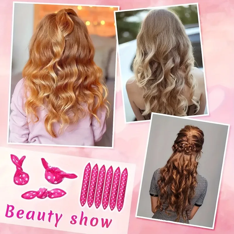 11pcs Hair Curlers Kit Heatles - огляд і ціна Satin Hair Bonnet